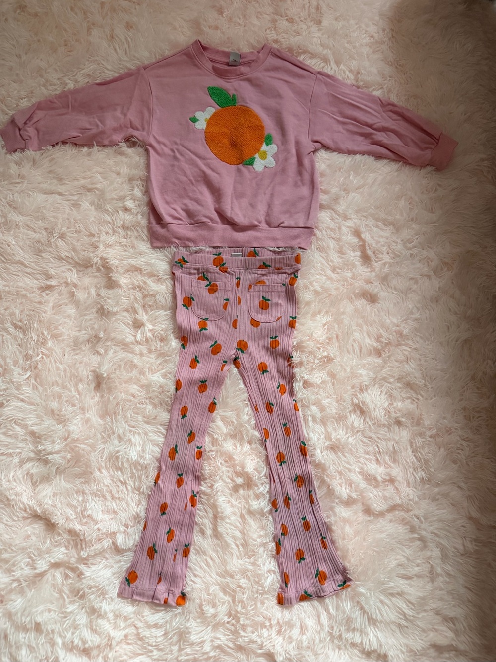 Old Navy Pink Kids Matching Set with Orange Fruit Motif